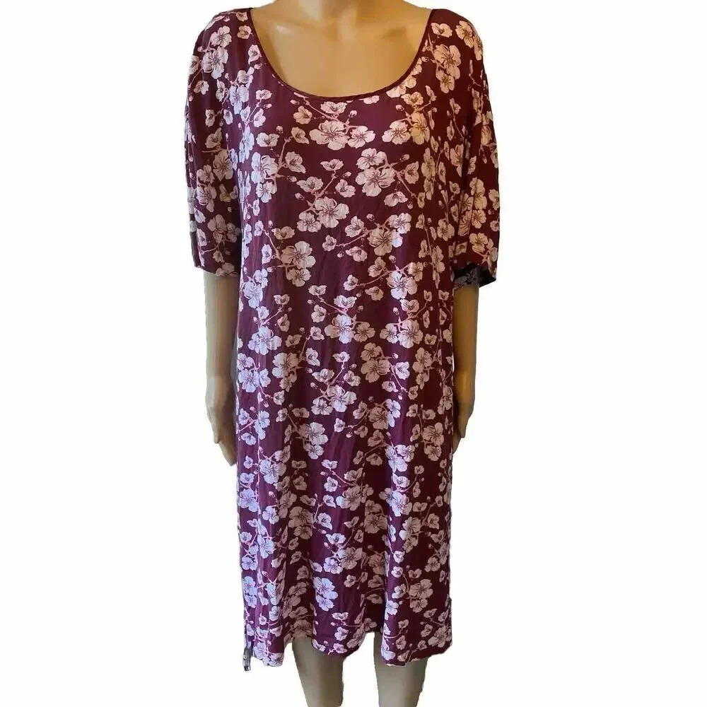 Jacklyn Smith Collection Floral Print Modal Blend Dress Gown Soft Stretchy 1X
